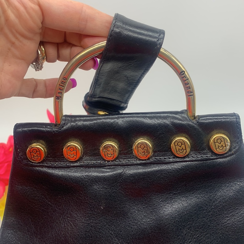 Marino Orlandi Stunning Black Gold Vintage Quality Leather Back Made in Italy - Picture 4 of 17